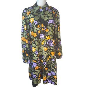 Princess Highway Size 6 Floral Print Button Dress Black/Orange/Purple Cotton NWT